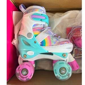 SULIFEEL Rainbow Unicorn Adjustable Roller Skates - Size Small (EU 28-31)